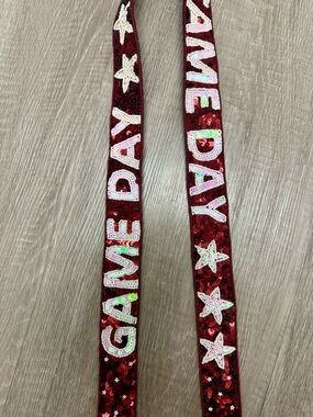 Sequin 'GAME DAY' Maroon Red Strap with Iridescent Lettering